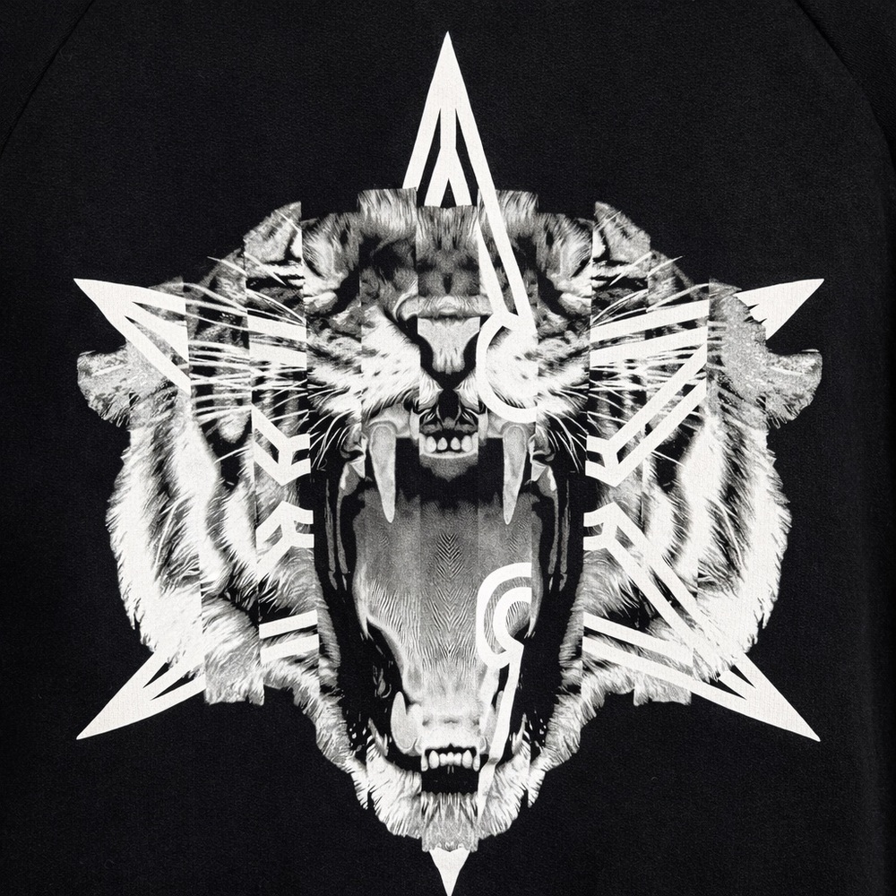 Marcelo Burlon County of Milan Tiger Graphic Sweatshirt DressXS Black Streetwear - Picture 3 of 10